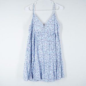 WILD FABLE Womens Size Large Floral Babydoll Sundress Blue Lined Adjustable